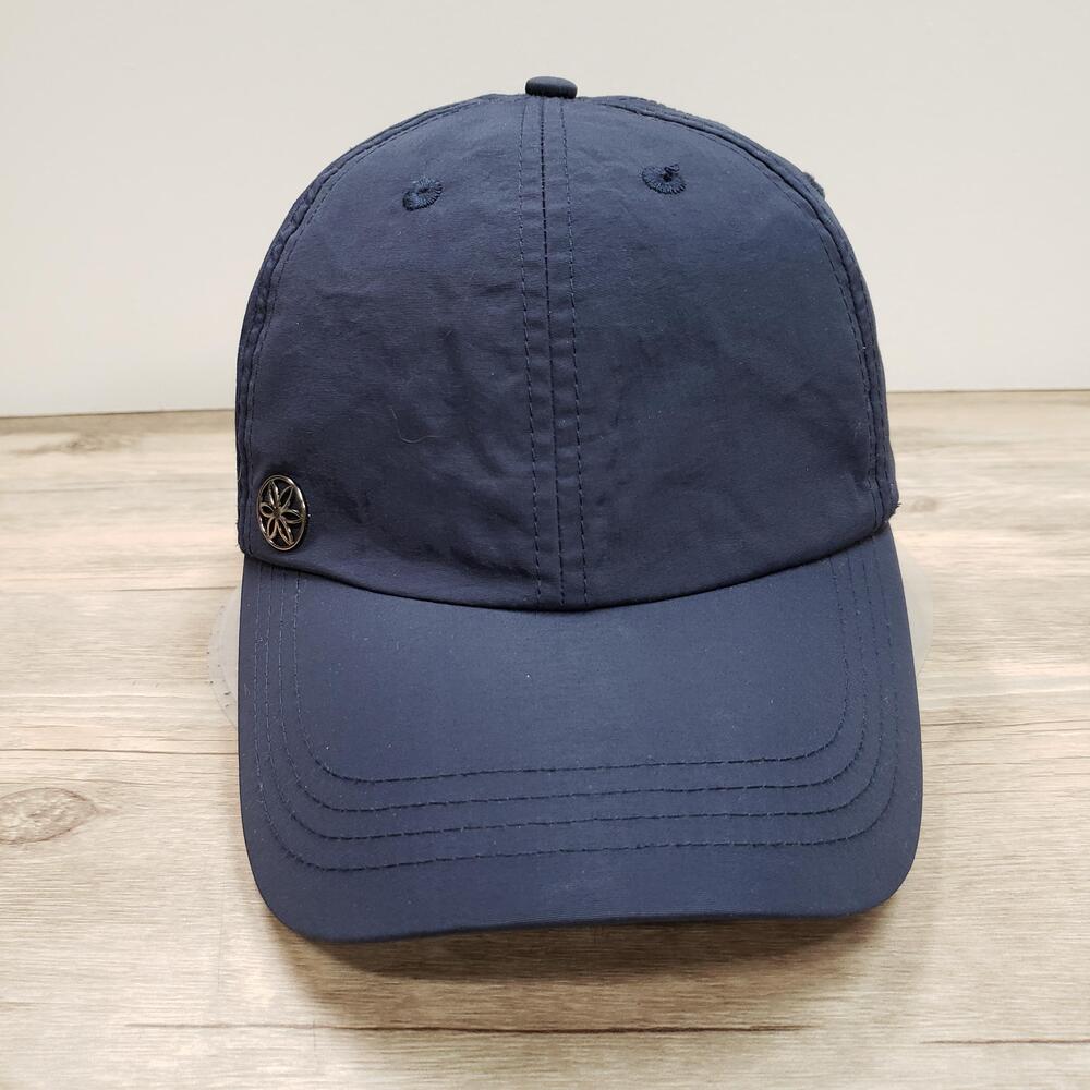 Gaiam Hat Cap Strap Back Navy Blue Yoga Flower Logo Womens Running Casual